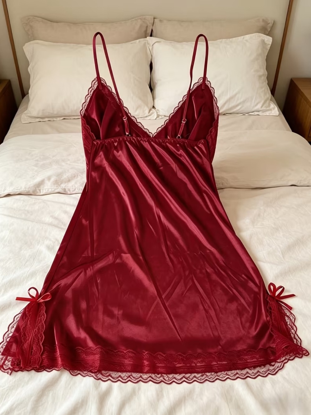 Deep Red, Silky, Night Slip - Picture 4 of 7